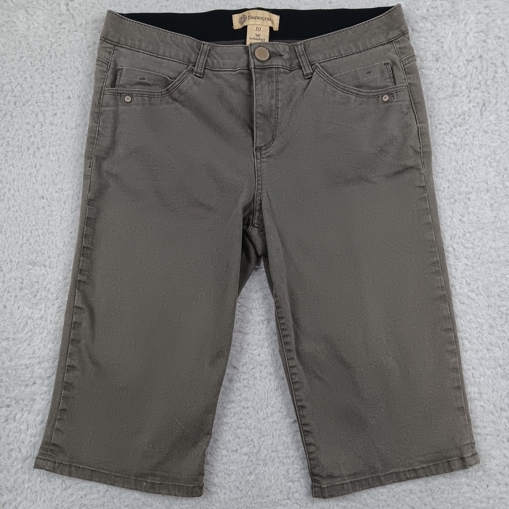 Democracy Bermuda Shorts Ab Technology Womens 10 Olive Stretch B8020VMX2XX